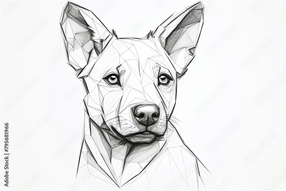 Coloring page of a cute dog with soft fur. black outline on a white background