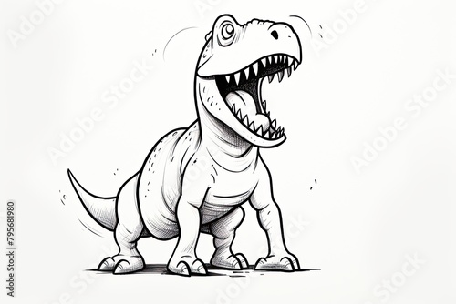 A cute dinosaur coloring page with soft fur and a cheerful expression, ready to be filled with bright colors.