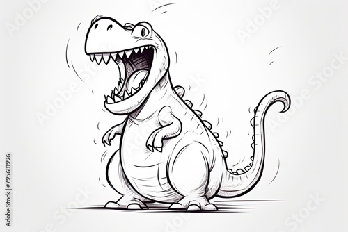 A cute dinosaur coloring page with soft fur and a cheerful expression, ready to be filled with bright colors.