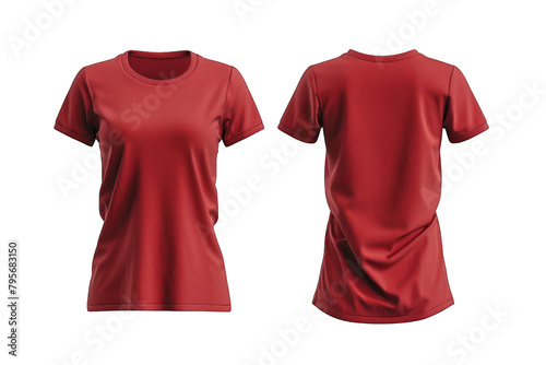 Women's red t-shirt front back realistic 3d template