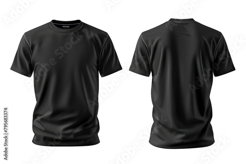 Black men's t-shirt front back realistic 3d template