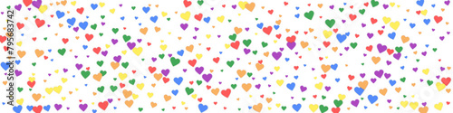 Rainbow colored scattered hearts. LGBT valentine