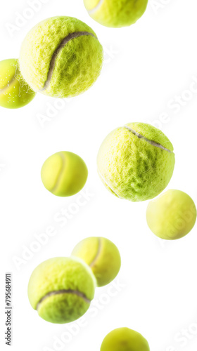 Falling Tennis Balls - Isolated on White Transparent Background, PNG
