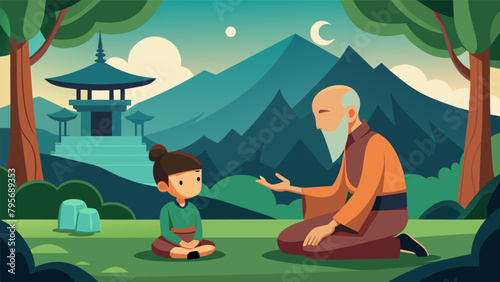 A young orphan boy being trained by his elderly master in the secluded mountains honing his skills in an isolated forest temple.
