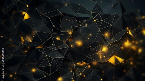  Immerse yourself in the world of technology with an abstract dark grey and bold yellow virtual network, a striking design element for connectivity backdrops, captured with impeccable HD precision