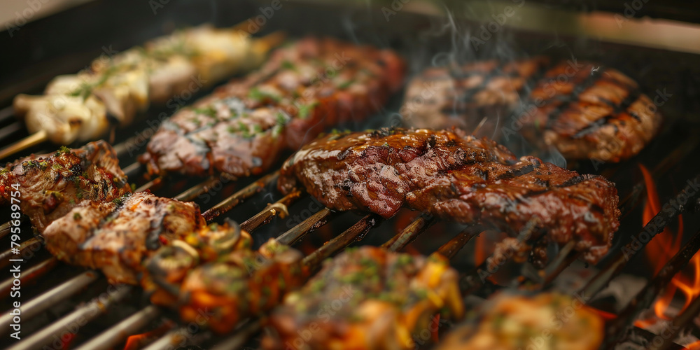 Grilling various delicacies on the grill Grilling various delicacies on the grill