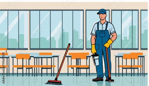 Janitorial Service Vector Illustration
