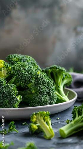 Plate of Broccoli on Table
