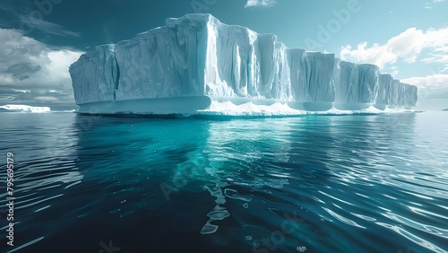 Showcasing marine life in icebergs for ocean conservation and climate awareness. Concept Marine Life, Icebergs, Ocean Conservation, Climate Awareness photo