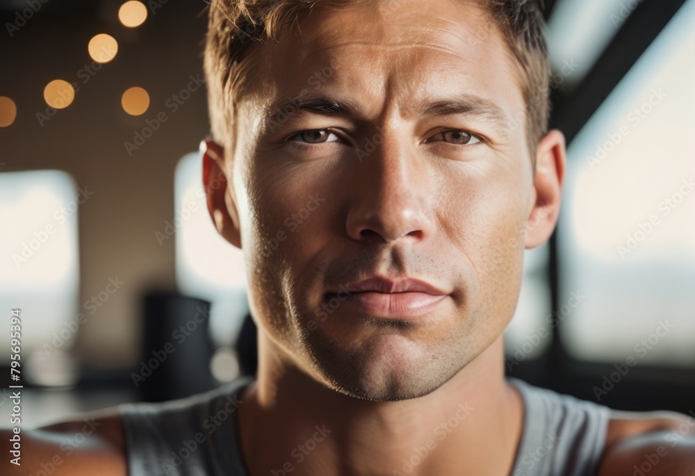 Serious man staring with an intense gaze. The portrait highlights strength and determination. Serious man staring with an intense gaze. The portrait highlights strength and determination.