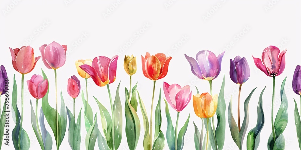 a row of colorful tulips