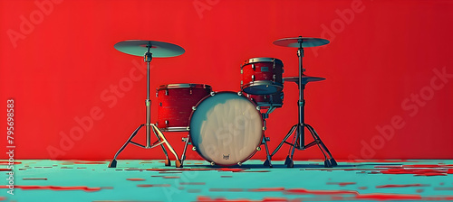 A simple geometric representation of a minimalistic drum set with just a snare and hi-hat photo