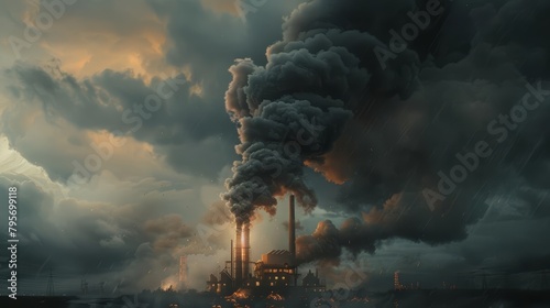 A monstrous furnace, spewing black smoke into the atmosphere, represents the relentless burning of fossil fuels, a major culprit in Earths rising temperatures photo