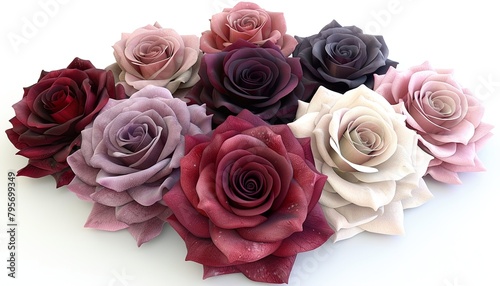 row of multi-colored rose flowers