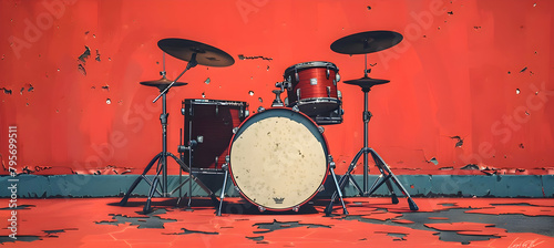 A simple geometric representation of a minimalistic drum set with just a snare and hi-hat photo