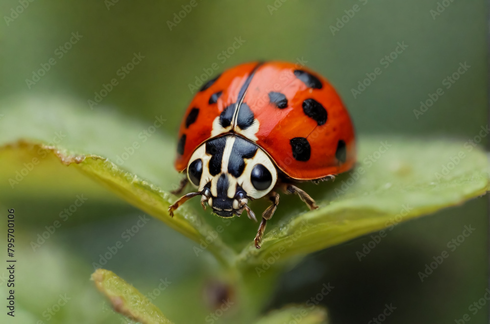 A ladybug on a green leaf A ladybug on a green leaf