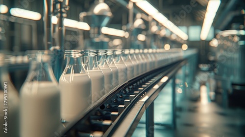 Modern Dairy Plant: Automated Milk Bottling Production Line photo
