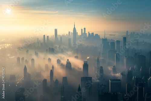 City skylines, once shrouded in smog, stand clear and majestic, revealing the beauty of architecture bathed in clean, unfiltered sunlight photo