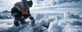 Climate scientists analyze ice core samples from polar regions to track historical climate patterns and predict future environmental changes, science concept