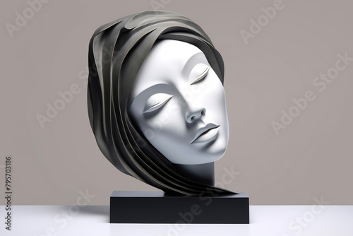 Sculpture of face of abstract woman