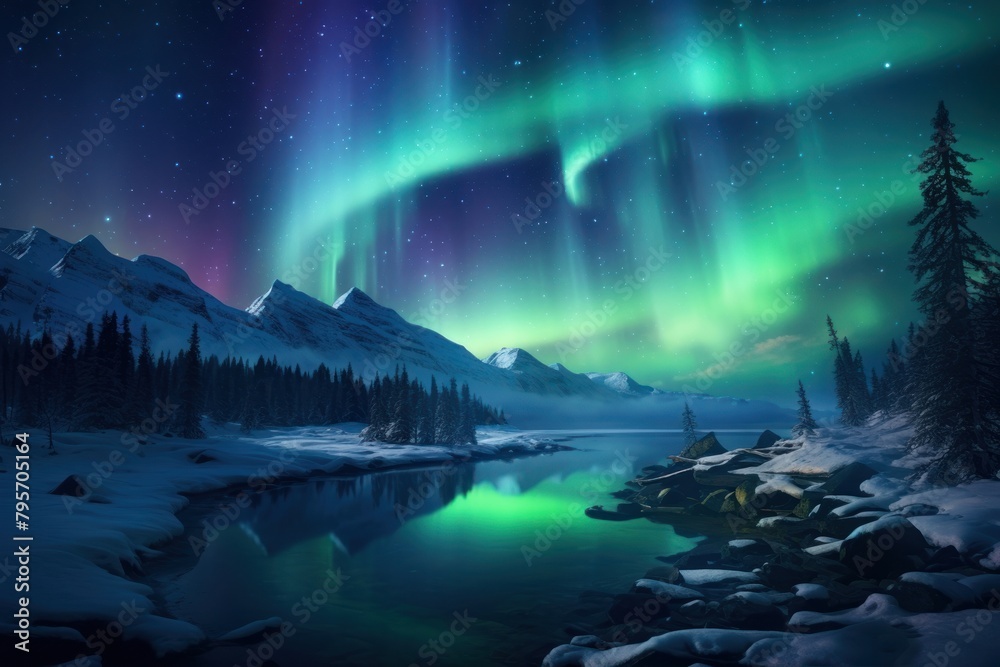 Landscape outdoors nature aurora