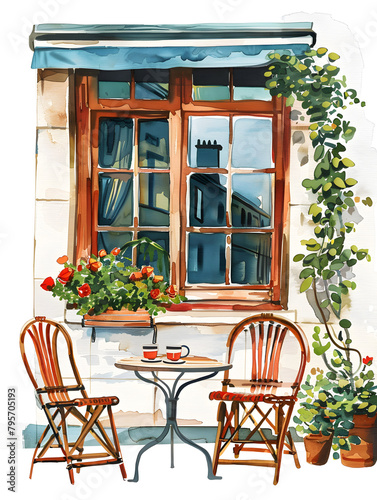 cafe watercolor illustration 