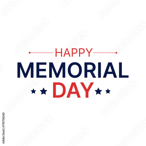 Happy Memorial Day wording on transparent background