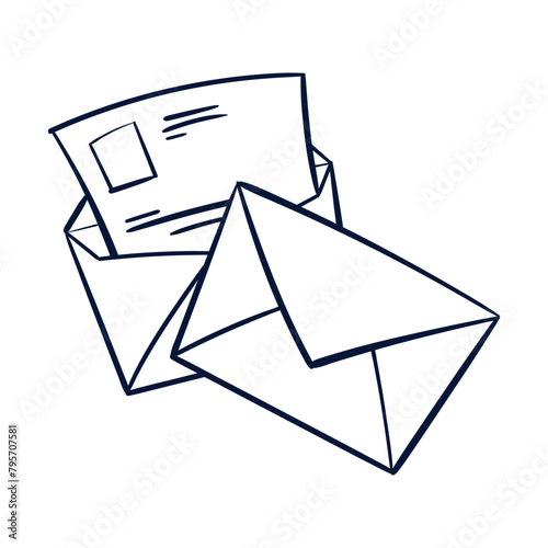 Envelope and letter icon. Mail Scribble Line. Hand Drawn Offce Mail Scribble Doodle Vector. Doodle Mail Drawing. 