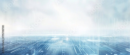 Abstract digital background with a blue and white color scheme, featuring data technology elements like binary code or network connections, creating an atmosphere of modernity Generative AI