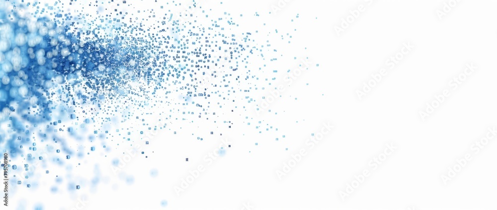 Abstract background with a blue digital network and binary code, white color space for text against a white background Generative AI Abstract background with a blue digital network and binary code, white color space for text against a white background Generative AI