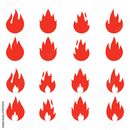 Fire design icon set, simple with red, blue and purple colors suitable to complement your graphics.