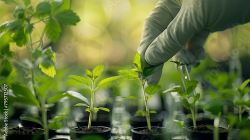 Through genetic modifications, scientists are able to accelerate the growth rates of plant saplings, significantly shortening the forestry and agricultural cycles, science concept photo