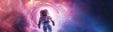 Astronaut stepping through a cosmic portal, a gateway to new discoveries in the universe