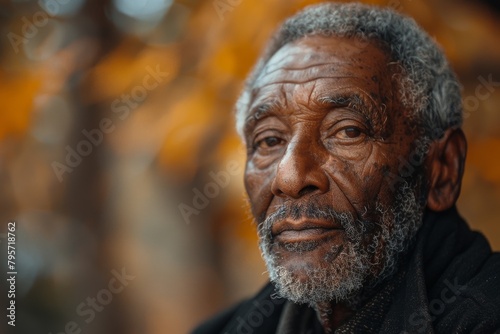 A portrait of an older man with a contemplative look, exuding wisdom and life experience