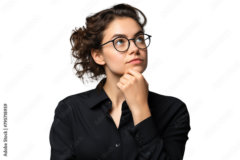 Beautiful Girl Thinking on Transparent Background Beautiful Girl Thinking on Transparent Background