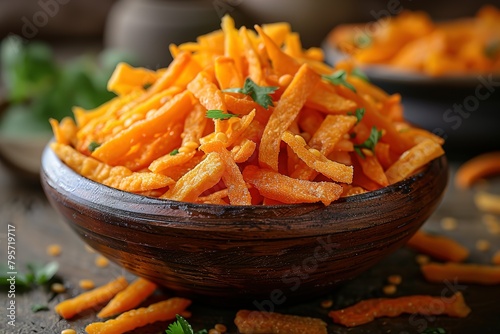 A bowl of food with a lot of carrots and parsley