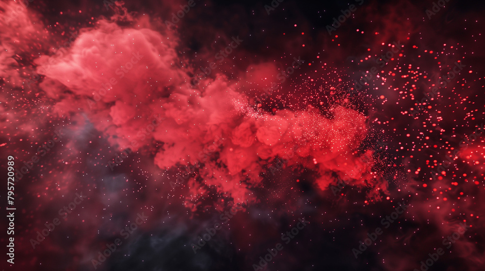 Vivid Red Nebula Clouds - Cosmic Phenomenon Photography

