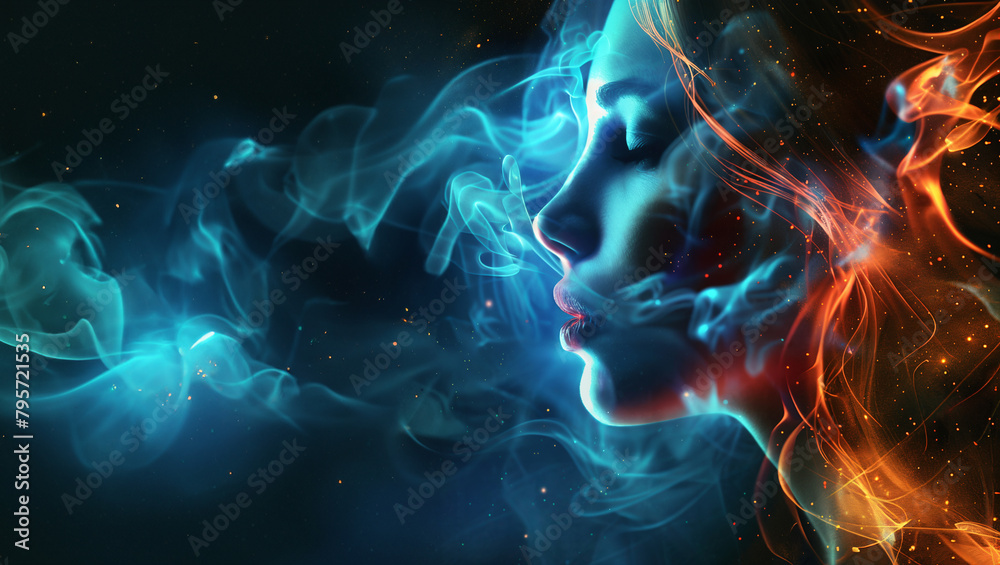 Obraz premium Light smoke and attractive women