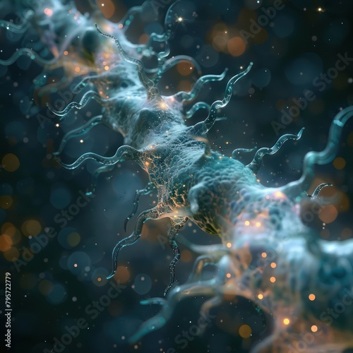 A microscopic organism with whip-like structures moving gracefully through its environment photo