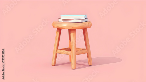 An illustration of a minimalist stool with a single book on top