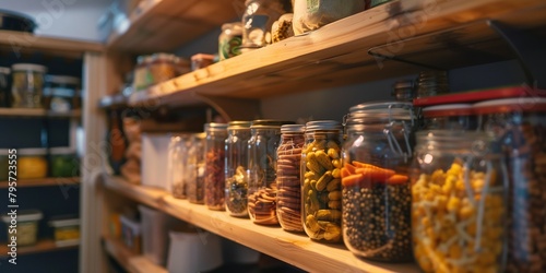 Shelf and space for storing food in the house, organizing pantry space, home interior design