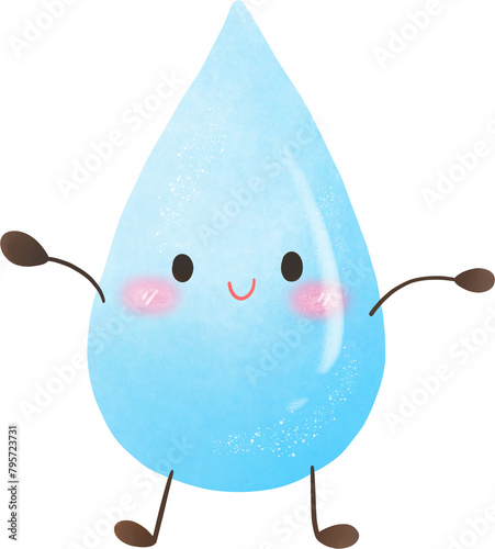 Cute water drops smiling happily