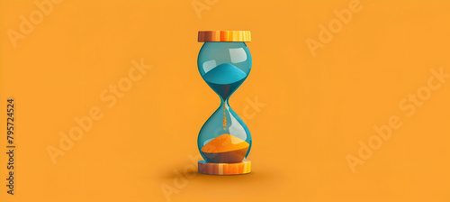 An illustration of a minimalist hourglass with sand falling