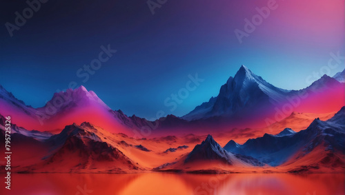 Captivating Background, Sublime Sapphire and Fiery Vermilion Water Gradient, Evoking Passion. © xKas