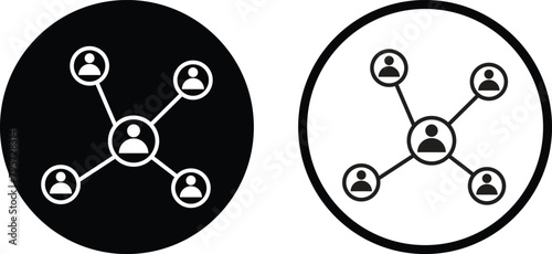 Social network business icon set in two styles isolated on white background . Social network icon vector