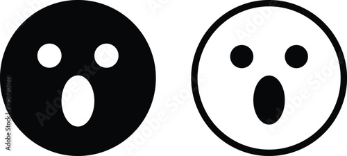 Surprised emoji icon set in two styles . Wow emoji icon . Surprised Emoticon icon vector photo