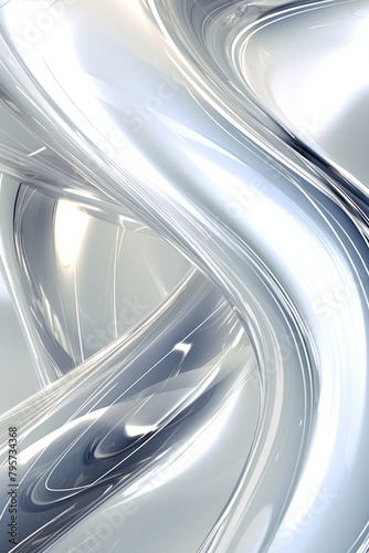 Abstract geometric silver background with glass spiral tubes, flow clear fluid with dispersion and refraction effect, crystal composition of flexible twisted pipes, modern 3d wallpaper, design element