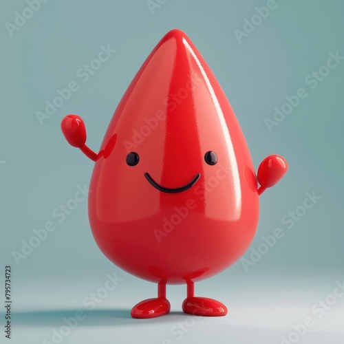 3d red drop character smile balloon animal shark. photo