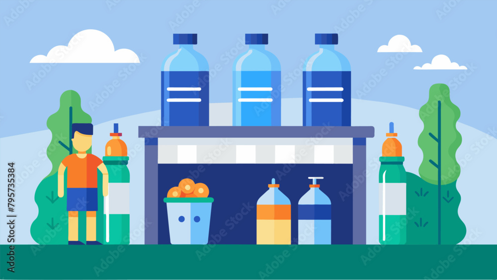 Obraz premium A studio that offers reusable water bottles for purchase promoting a decrease in singleuse plastic waste.