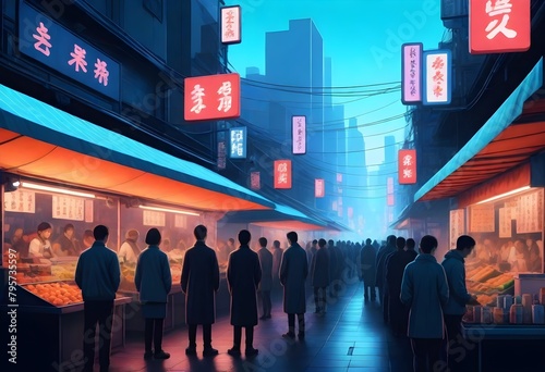 Digital painting an 8k image of a cyberpunk street (1)